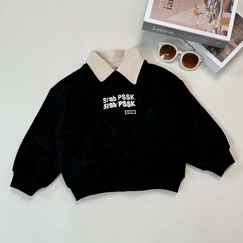 （NO退换）男童加绒卫衣冬装儿童可拆卸立领加厚上衣中小童酷帅卫衣