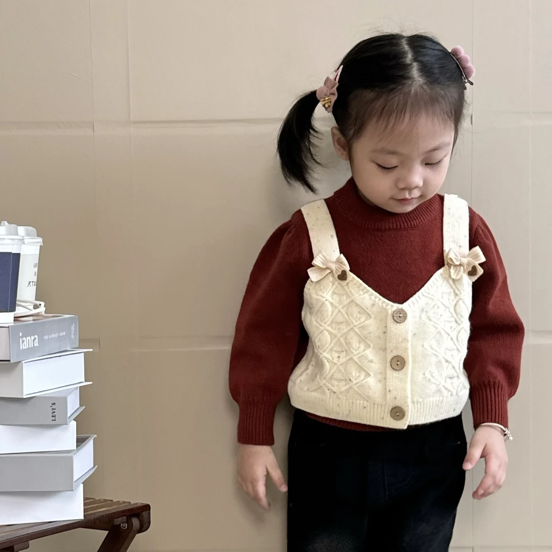 女童冬季甜美套头毛衣女宝宝韩版可爱针织毛衣2024新款女儿童毛衣