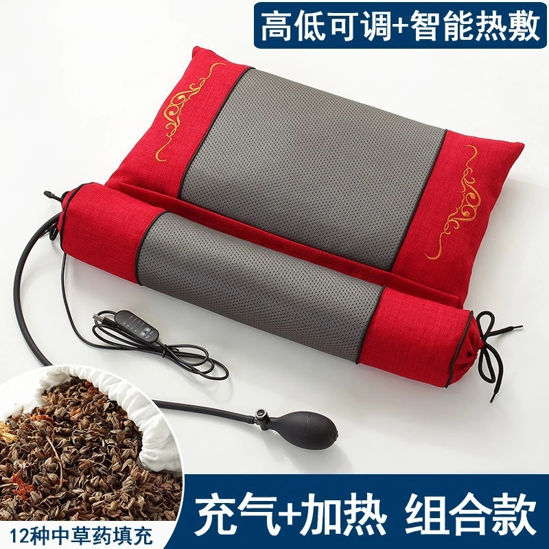 【12味中草填充枕头】可加热可调节高度人体工学设计圆柱+方形组合