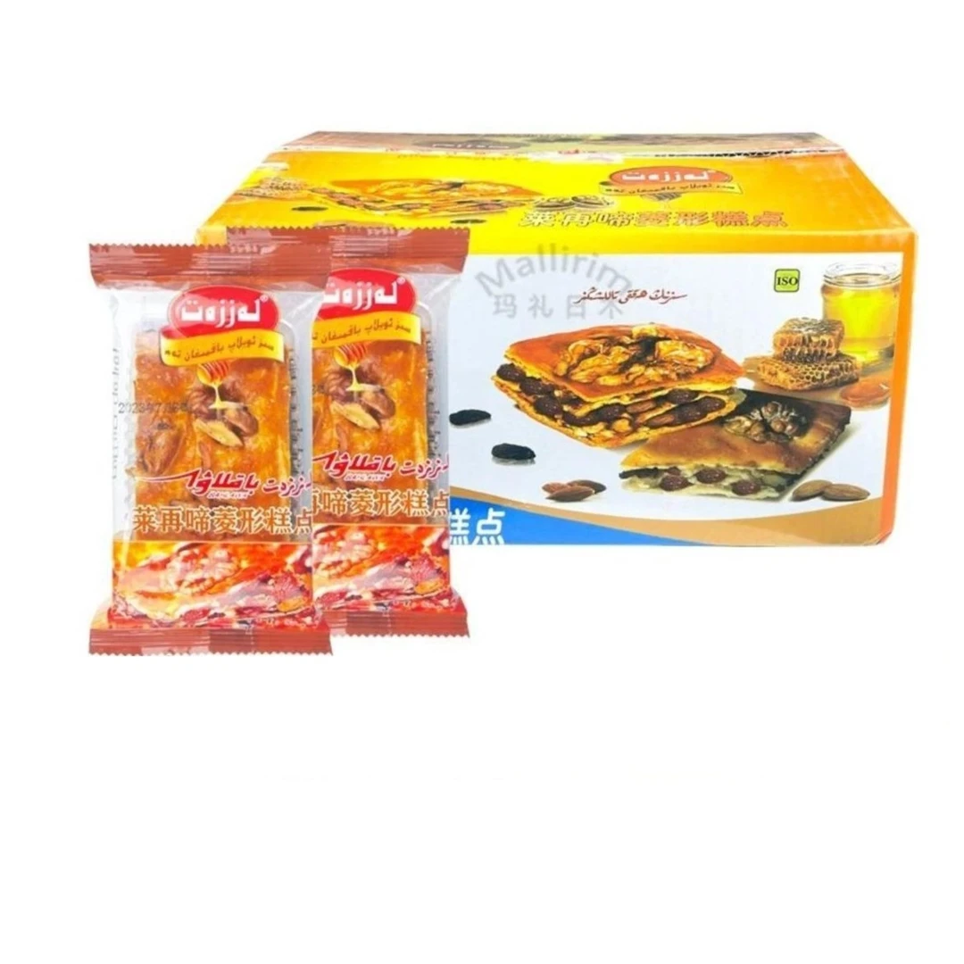 【LAZZAT】新疆莱再啼 菱形糕点 加酸奶 葡萄干核桃仁营养【80g*15】