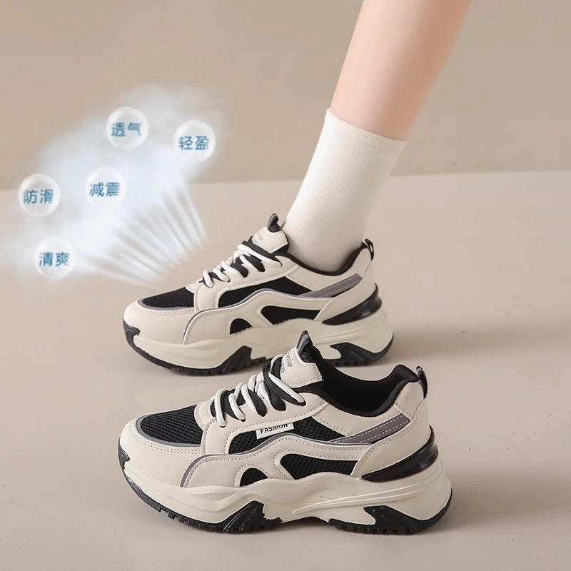 女鞋爆款运动鞋女2024新款夏季网面透气厚底老爹鞋百搭学生休闲鞋