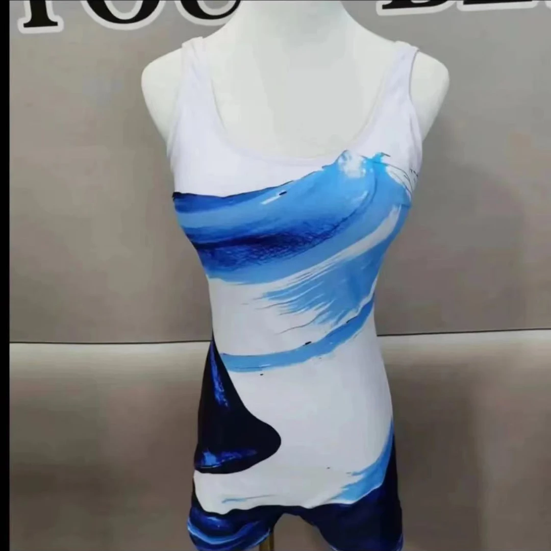 新款游泳衣连体无袖平角专业训练游泳馆专用泳衣速干保守显瘦夏季