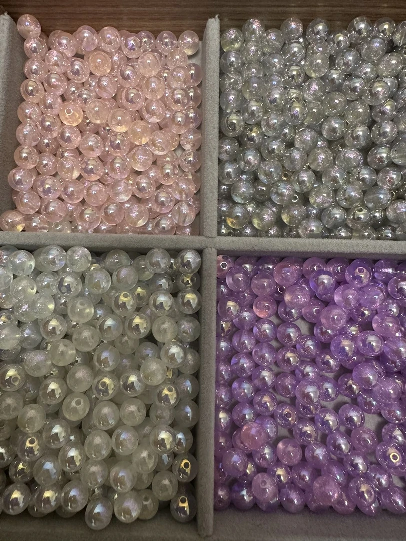 【海家】蓝冰萤直孔圆珠8MM 手工diy饰品配件