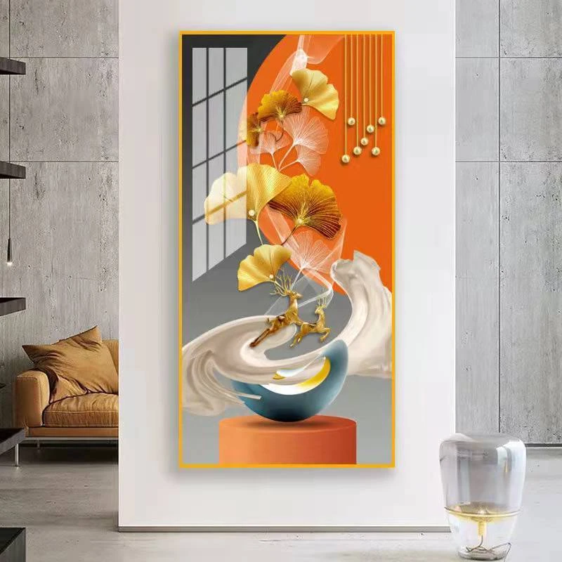 入户玄关装饰画走廊过道墙壁画现代简约北欧客厅玄幻晶瓷挂画竖版