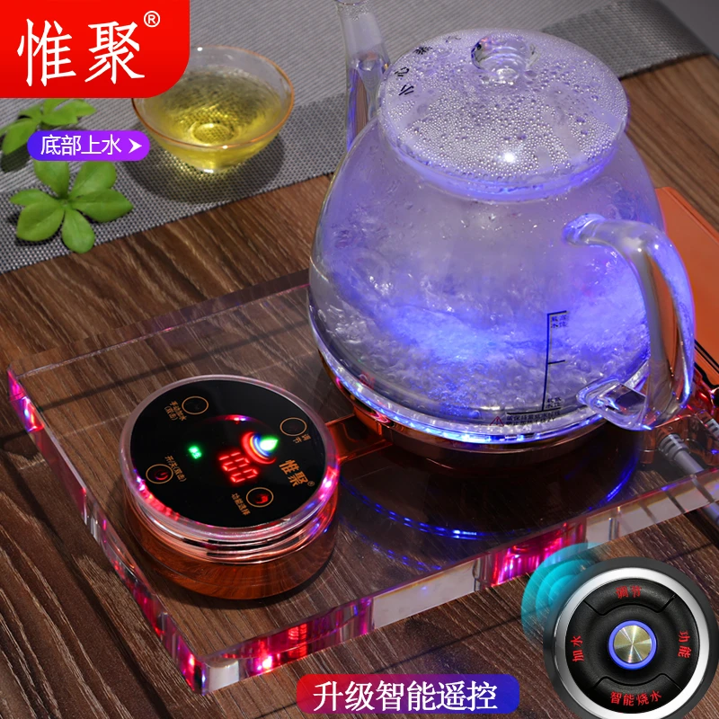全自动底部上水电热烧水壶泡茶专用茶台功夫茶具水晶玻璃恒温一体
