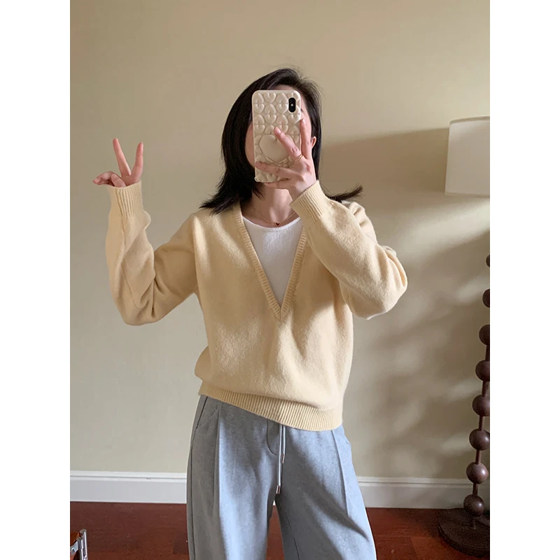 【现货款】花总吖【早安巴黎】温柔显白假两件撞色拼接毛衣R423Z08087