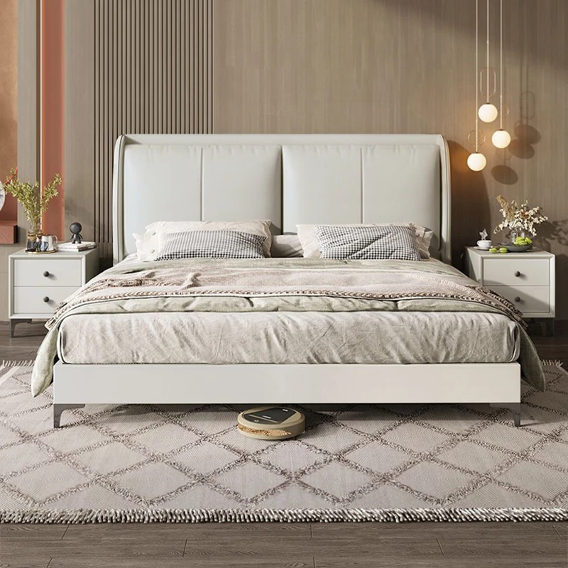 意式轻奢现代简约皮床双人大床高端软包婚床储物床皮艺主卧室