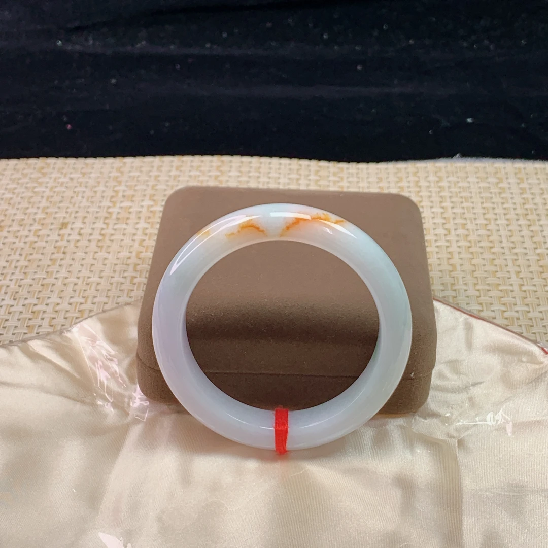 冰透A货缅甸美人镯57-58圈糯化三彩福禄寿时尚气质翡翠手镯少女款