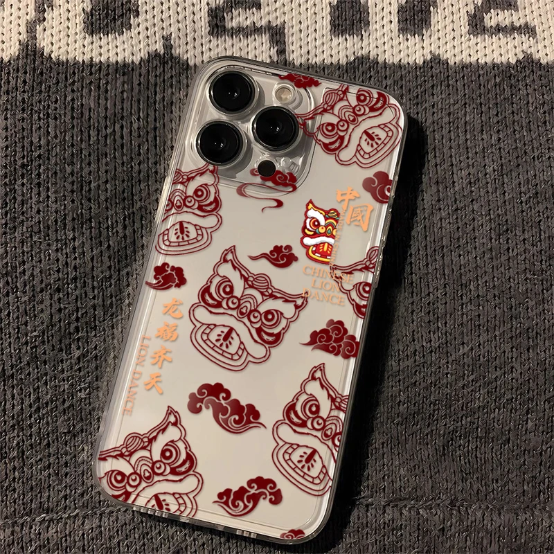 新年龙年醒狮苹果15手机壳14新7/8plus/13promax软iPhone12/11/xr