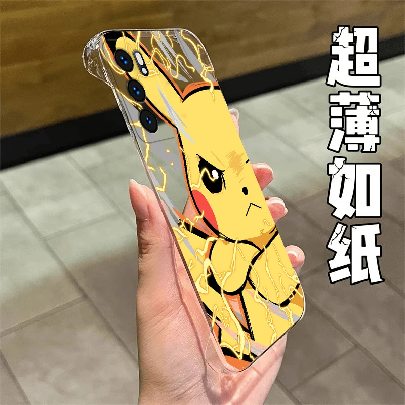 皮卡丘适用于OPPORENO6手机壳网红RENO6PRO透明个性无边框PC壳