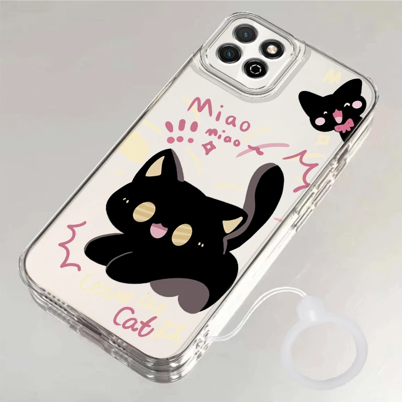 壳学馆惊吓黑猫适用荣耀畅玩50PLU手机壳透明新Honor畅玩20创意软