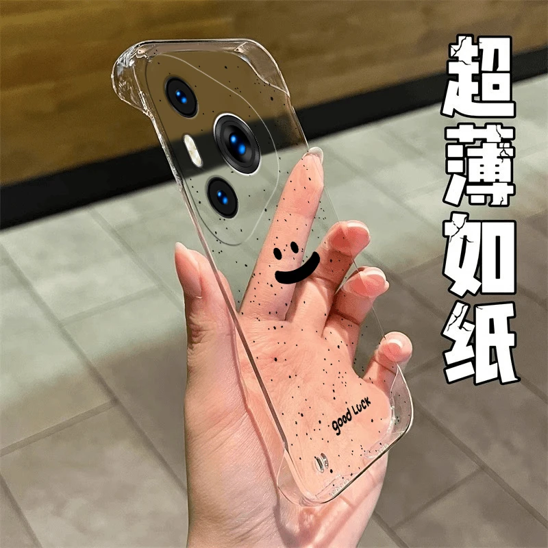 幸运笑脸适用于华为P70pro手机壳新款HuaweiP70art透明无边框PC壳
