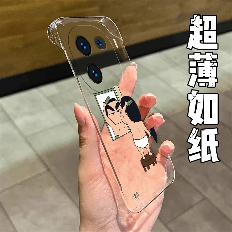 梳头小新适用于VIVOIQOO12手机壳网红款iQOO12 PRO透明无边框PC壳
