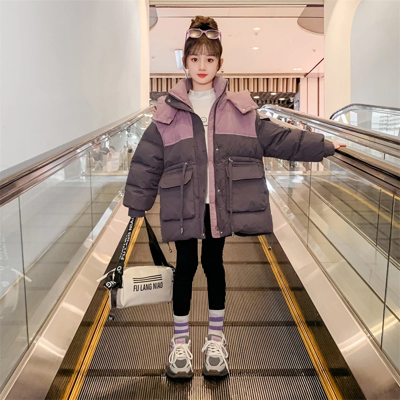 女童棉服冬装2023新款洋气童装女大童外套加厚棉衣儿童中长款棉袄