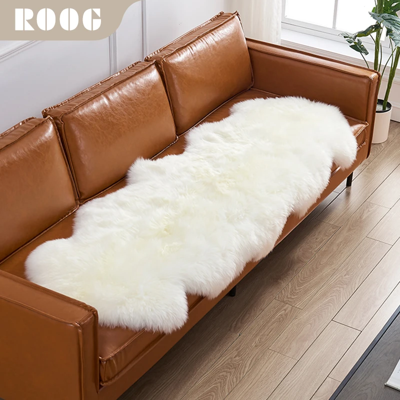 双拼沙发垫飘窗垫澳洲进口皮毛一体沙发坐垫椅垫羊皮垫床边毯