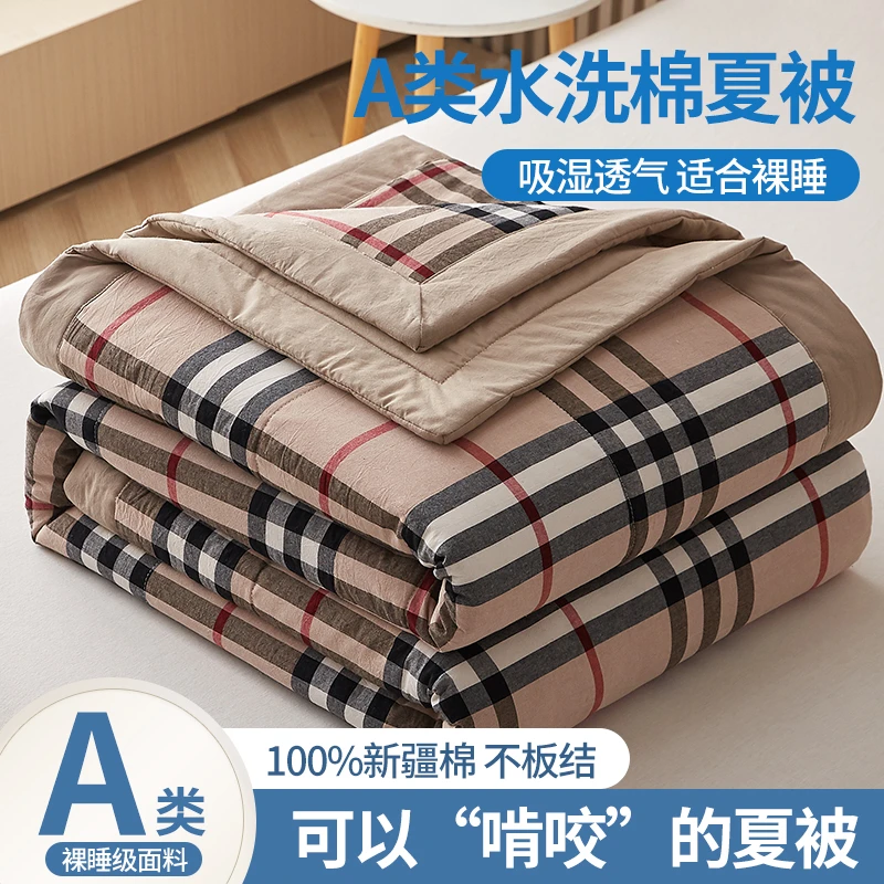 100%新疆棉花夏凉被A类纯棉花空调被夏季可机洗夏被单双人薄被子