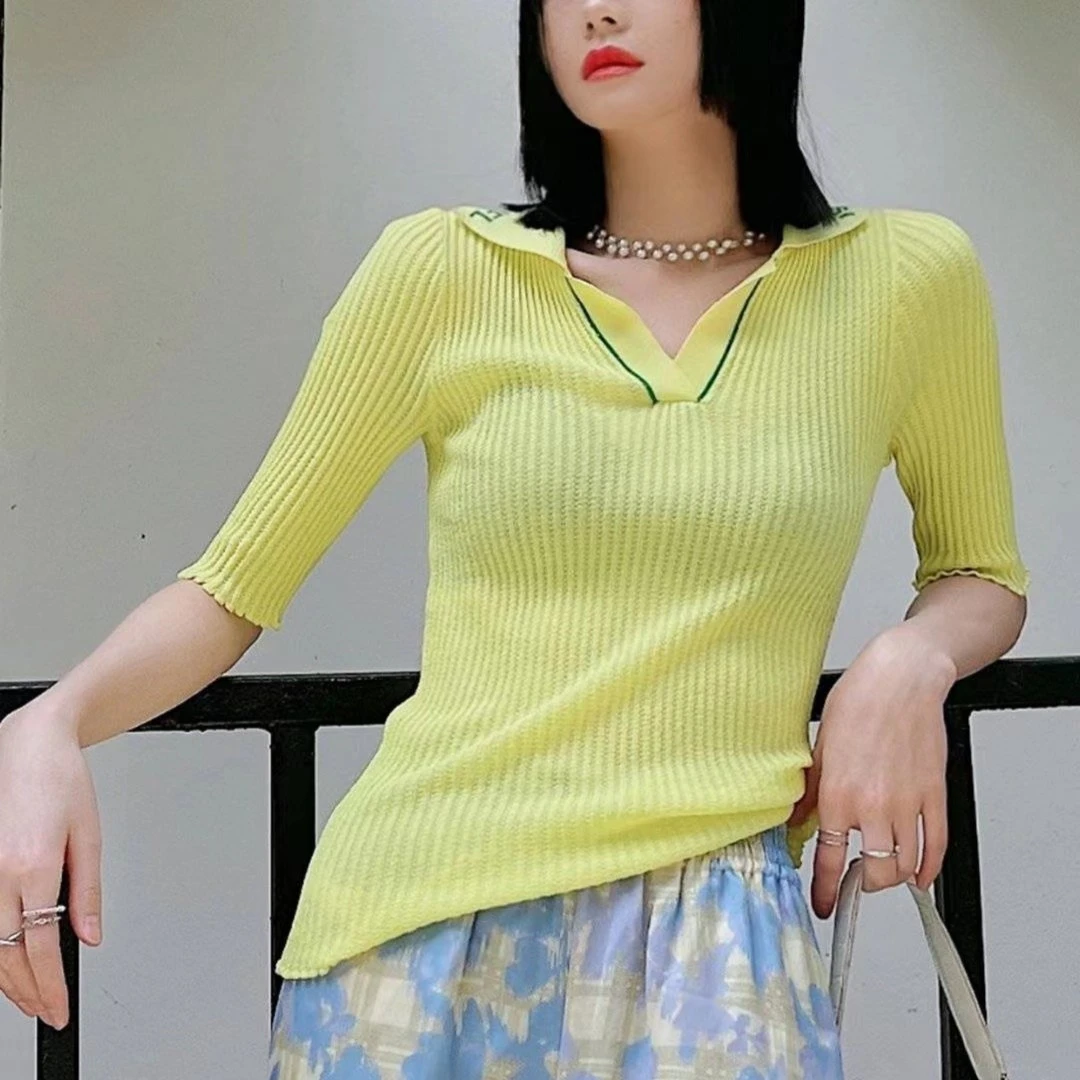 雪梨家潮品拍这里 针织shirley轻奢显瘦纯色修身时尚设计感新款