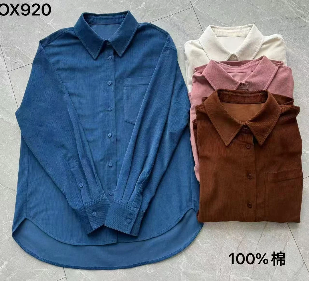 ANYUMO/安妤茉920秋冬纯色纯棉衬衫外套叠穿通勤时尚百搭气质女