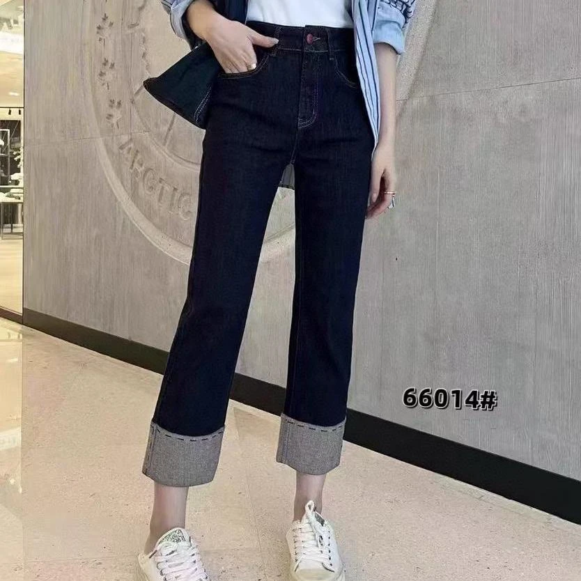 ANYUMO/安妤茉66014秋冬抓绒烟管裤法棍牛仔裤高腰时尚百搭休闲女