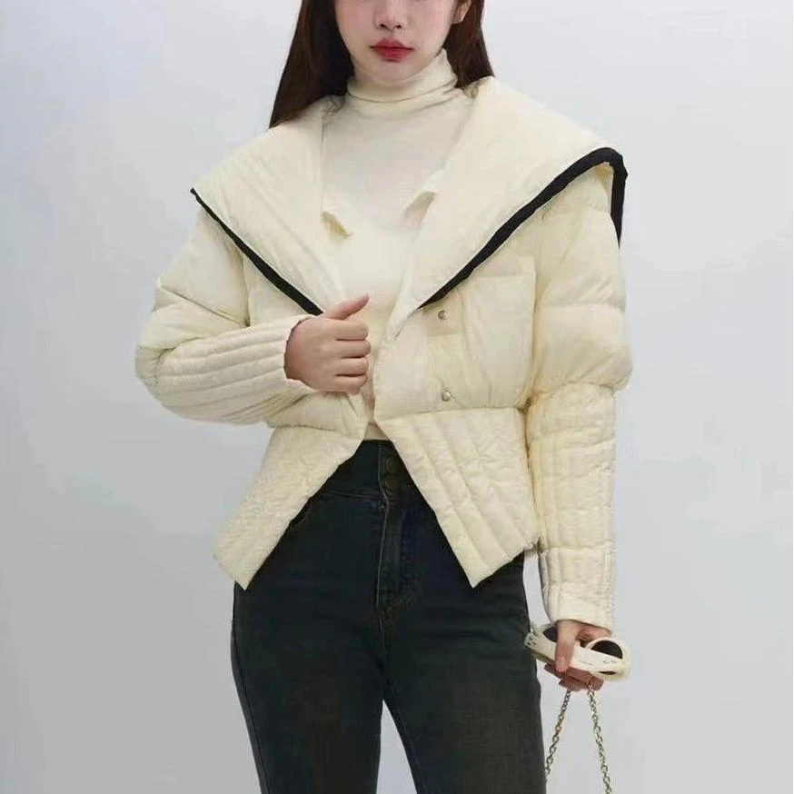 ANYUMO/安妤茉31005白鸭绒大翻领修身短款羽绒服外套女保暖百搭