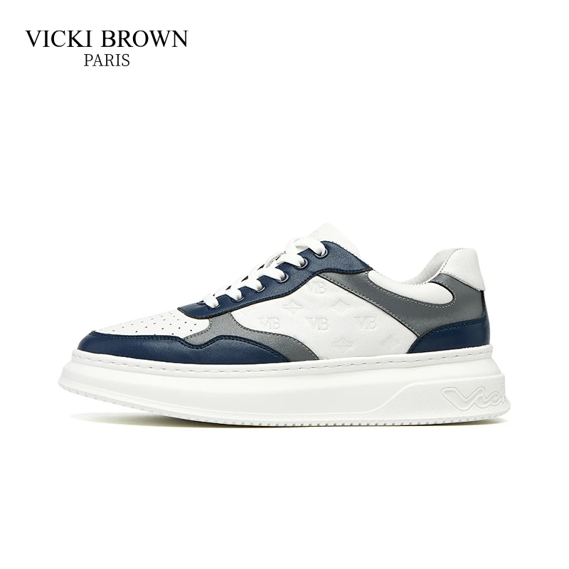 VICKI BROWN男士轻奢休闲小白鞋运动时尚男鞋百搭系带轻质休闲鞋