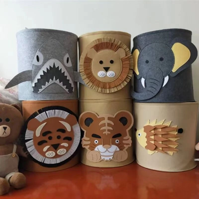 毛毡收纳篮毛绒收纳筐特大号卡通家用可爱储物创意可折叠衣服收纳