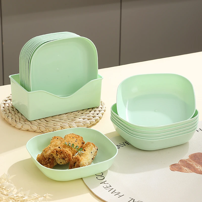 10个吐骨碟+收纳底座餐桌绿色果盘加深水果托盘小盘子