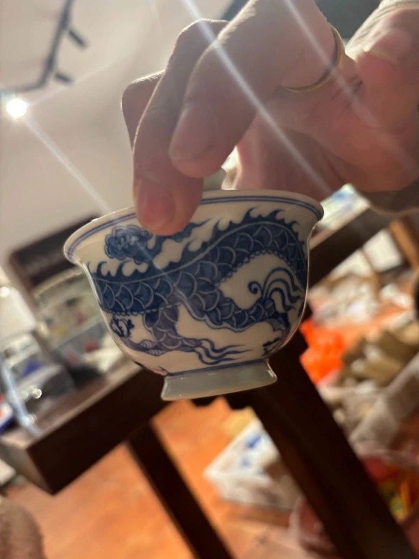 景德镇陶瓷青花龙盖碗