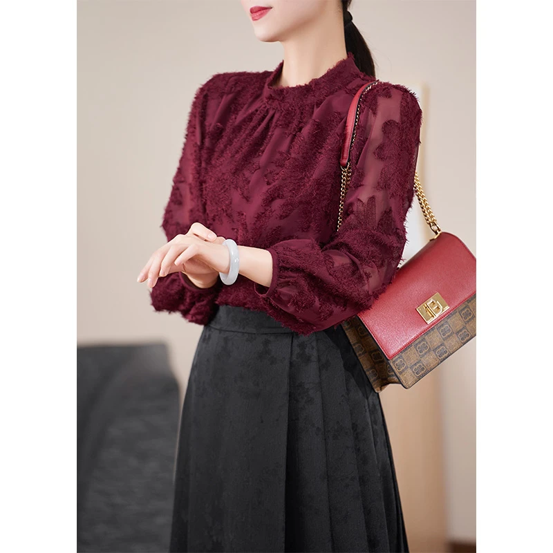 迪欧芙2024初春洋气上档次女装轻奢新款时尚上衣高级感#CSY16240