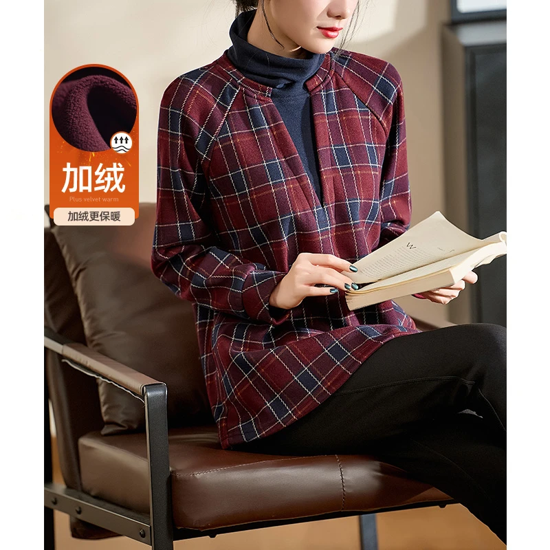 迪欧芙2024年秋冬季休闲时尚加绒保暖圆领女卫衣#DSY17695