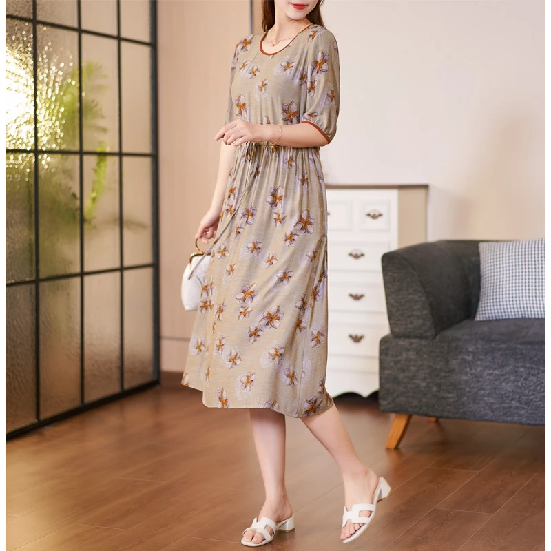 迪欧芙2024年夏季新款气质时尚显瘦复古法式休闲连衣裙#XLQ24948