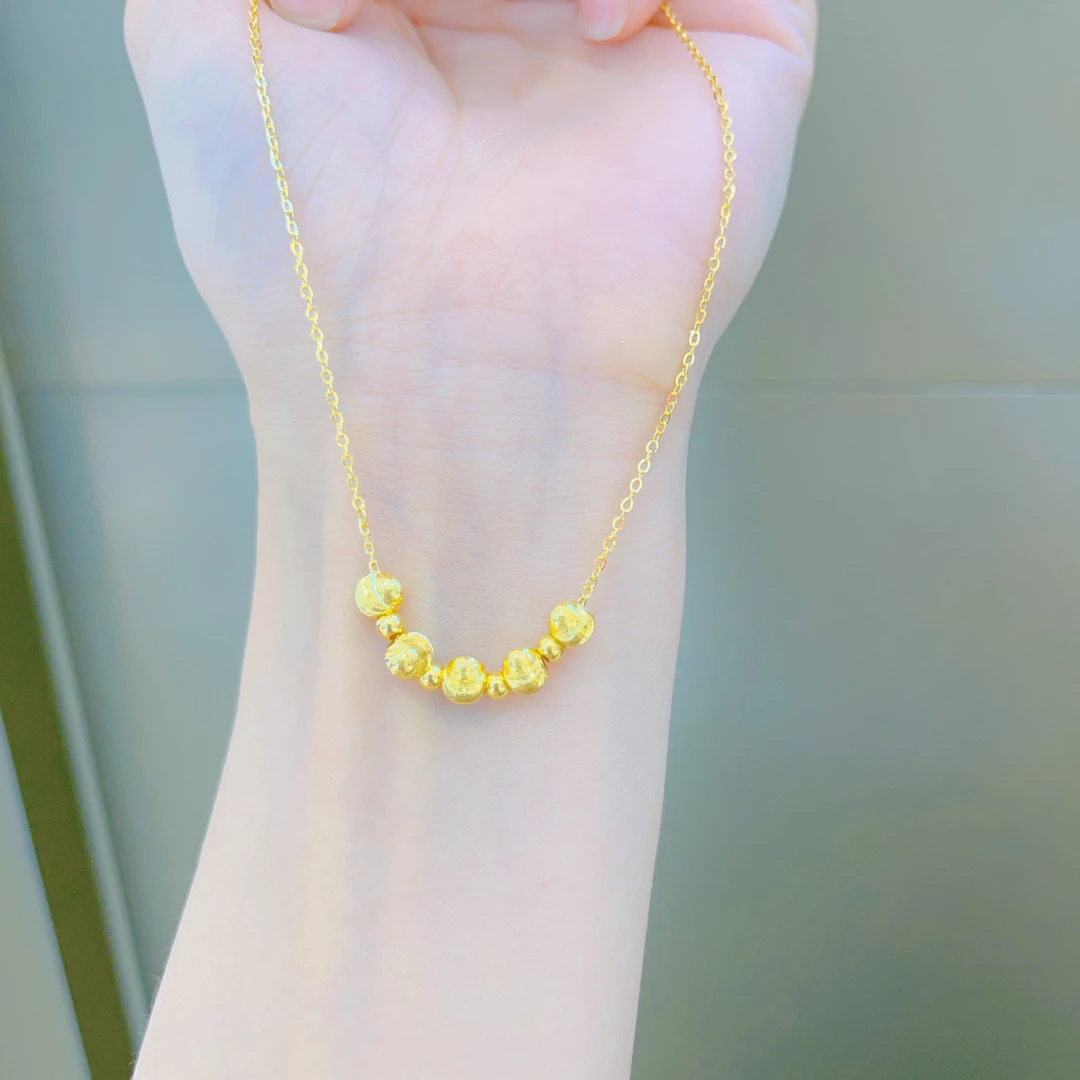 足金999猫眼珠珠5G黄金套链时尚百搭足金套链491