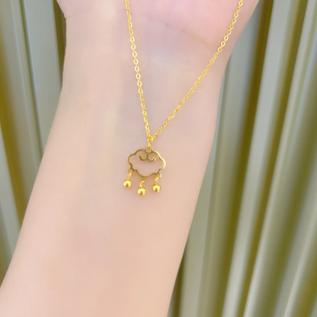 足金999镂空祥云锁5G黄金套链时尚百搭黄金首饰足金套链098