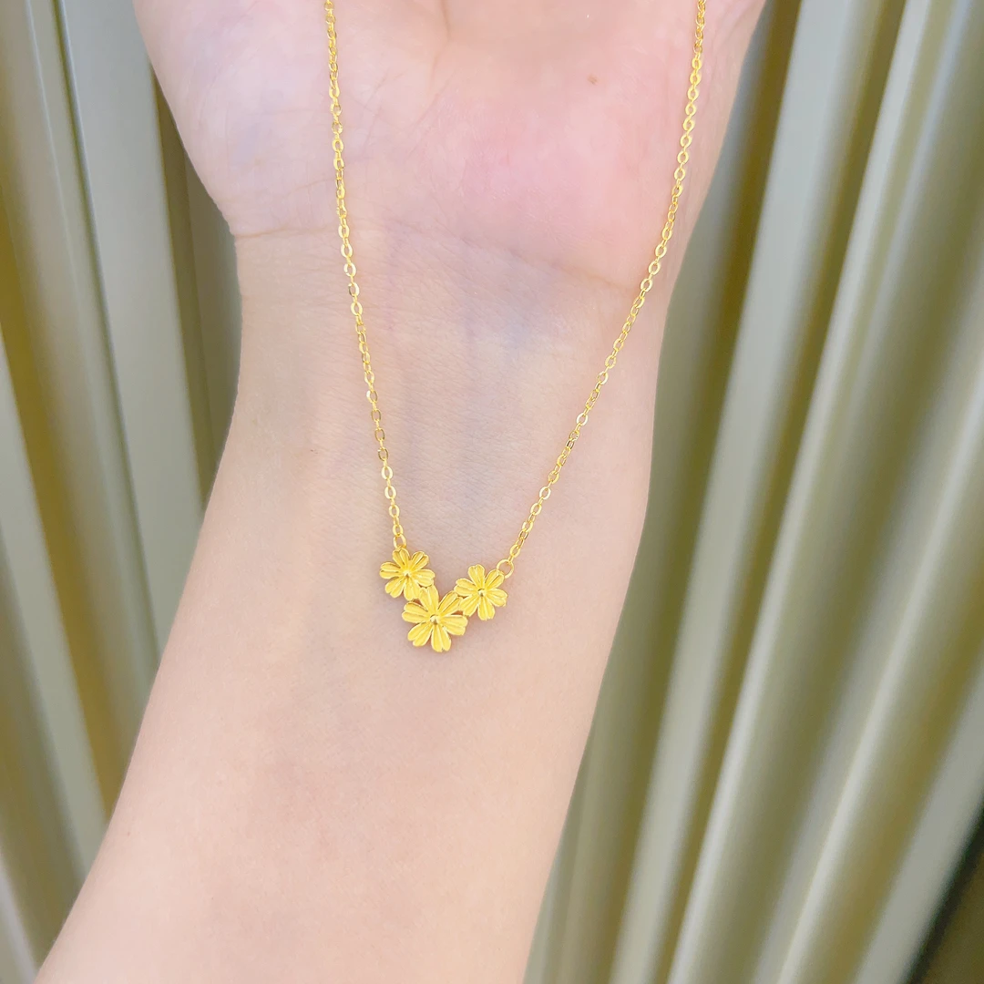 足金999小雏菊5G黄金套链时尚百搭首饰足金套链005