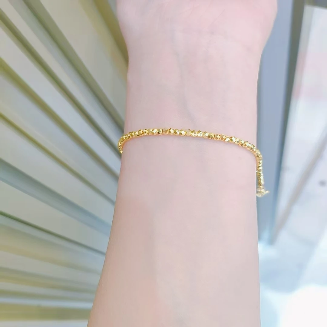 足金999蹦迪珠珠5G黄金手链时尚百搭足金手链爆闪款