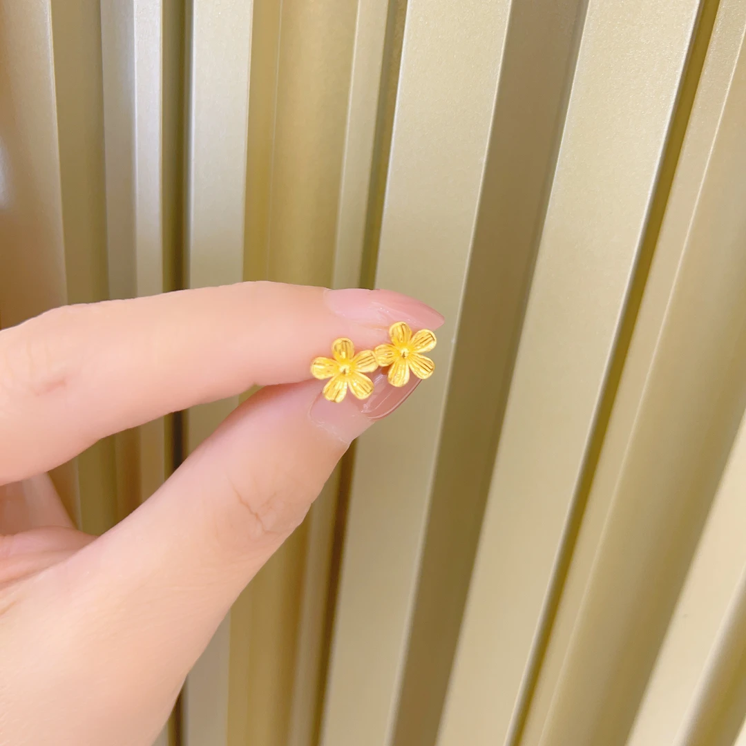 足金999樱花流苏耳饰精致百搭黄金首饰足金耳饰393