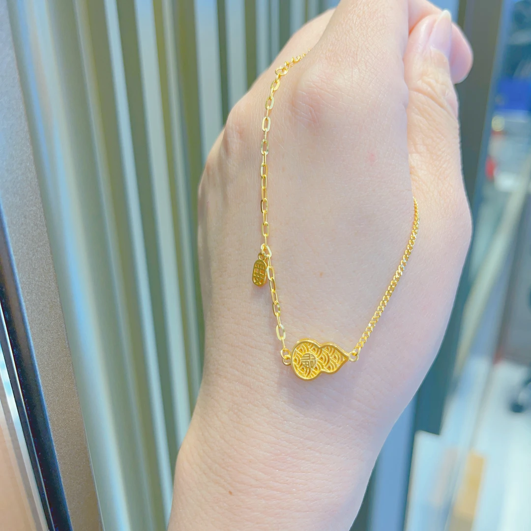 足金999葫芦平安滴流手链5G黄金手链时尚精致百搭黄金手链C127