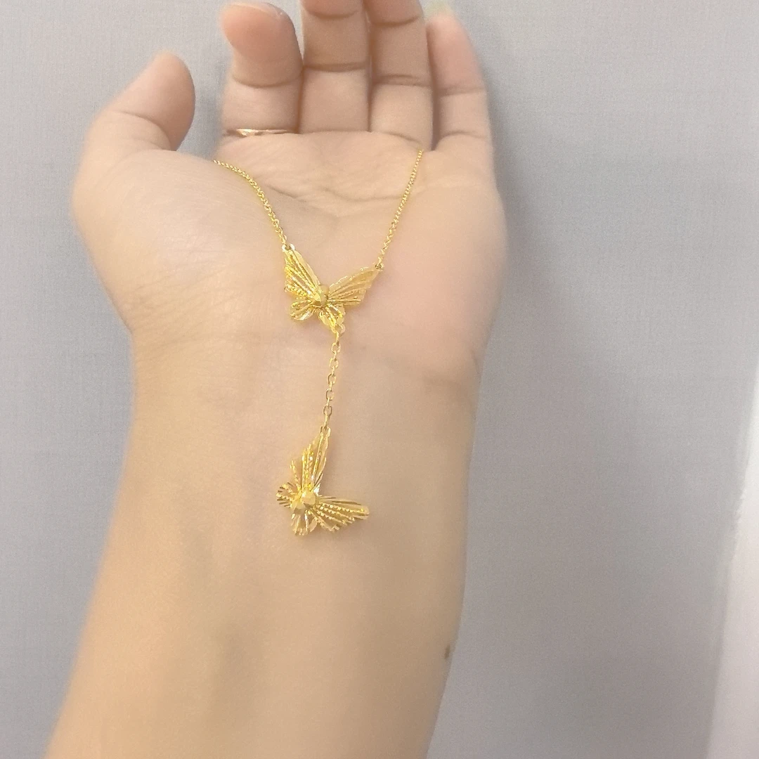 足金999爆闪镂空蝴蝶5G黄金套链时尚百搭足金套链024