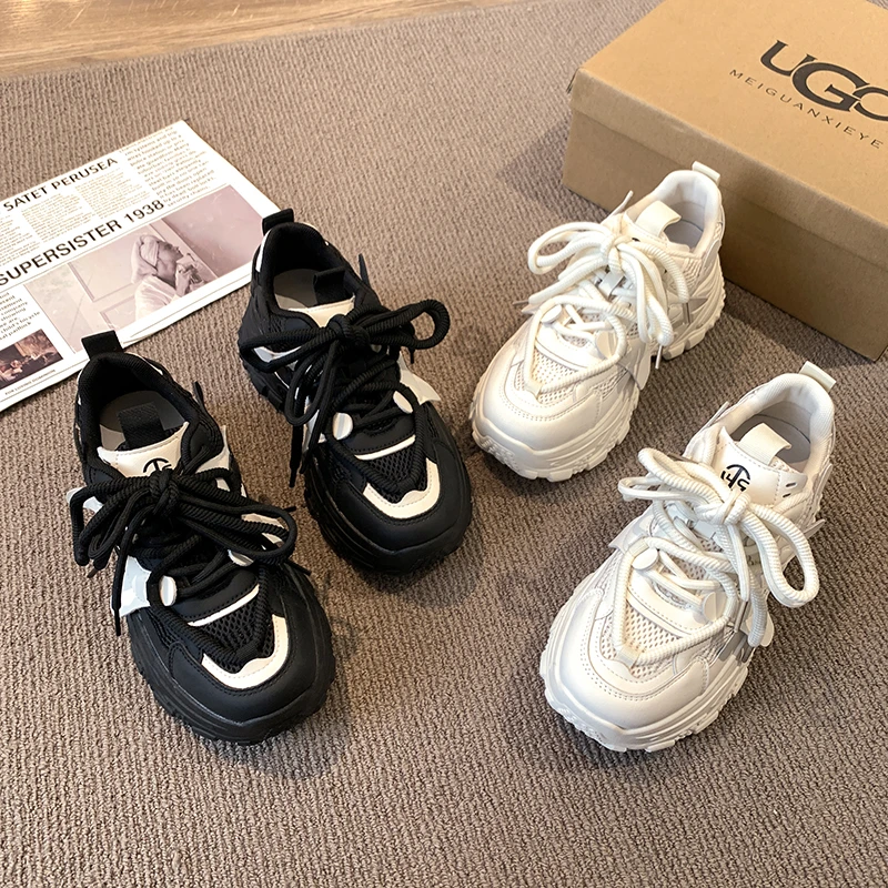 贾不假品牌-老爹鞋女士2024春季新款厚底增高网红时尚休闲运动鞋