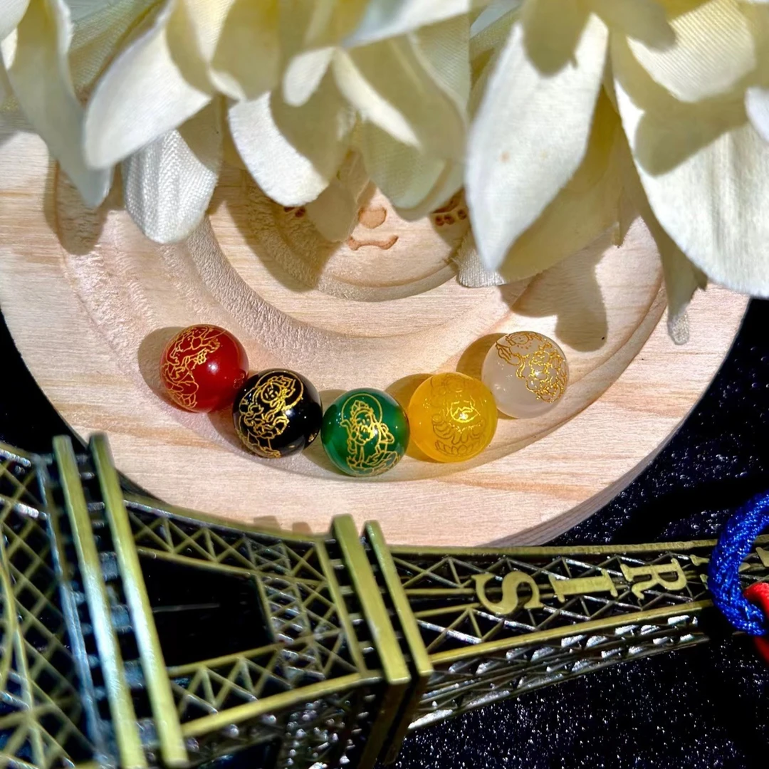 【新店开业】七夕礼品diy圆珠手串红黑黄绿白五路财神情侣礼物