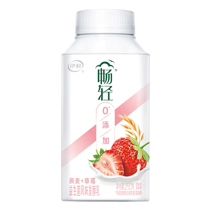 伊利畅轻燕麦+草莓风味发酵乳250g/瓶