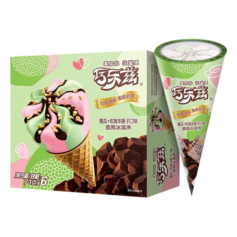 伊利巧乐兹蜜瓜玫瑰车厘子口味脆筒冰淇淋6只装438g