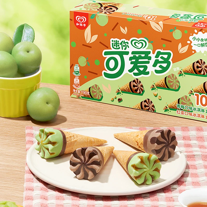 迷你可爱多甜筒青梅+红茶口味冰淇淋190g（10支装）