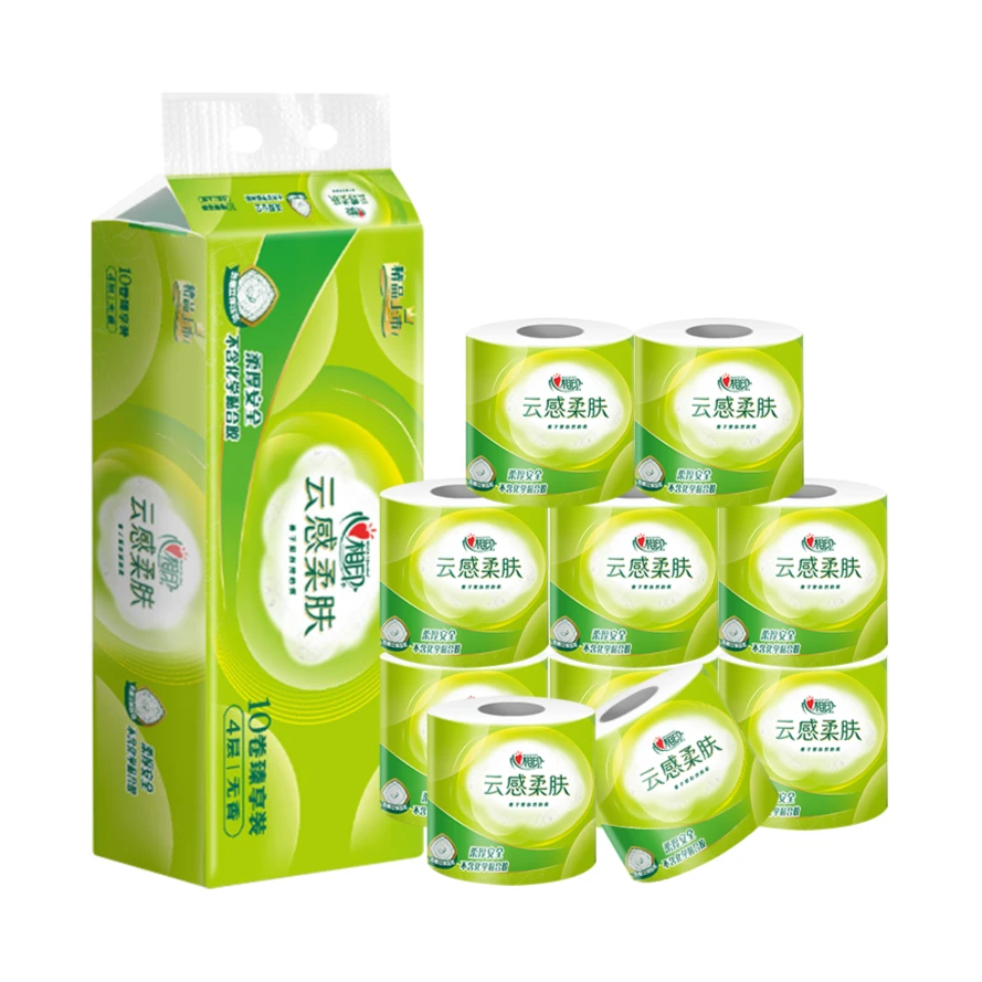 心相印云感四层立体压花有芯卷纸150g*10