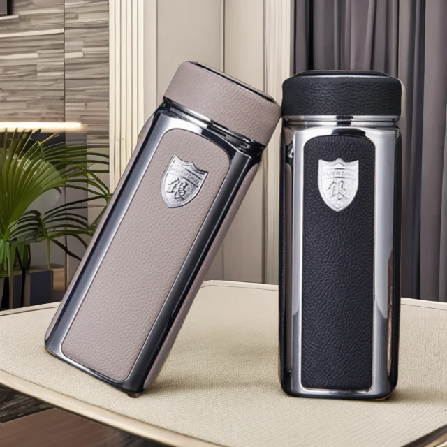 防滑高品质四方皮纹户外刻字银杯水杯