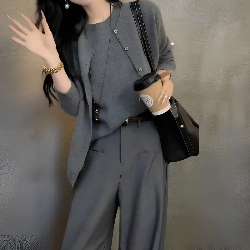 气质显瘦上衣内搭针织背心百搭休闲长裤洋气时尚秋季春秋女韩版