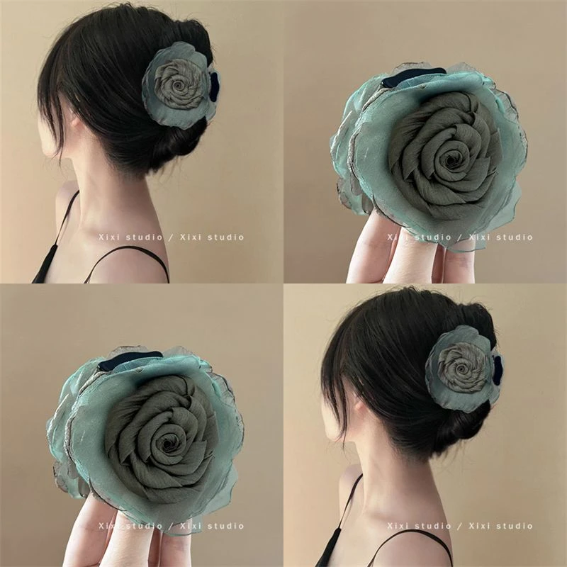 蝶生落花!玫瑰花抓夹!时尚鲨鱼夹后脑勺发抓女盘发器高级感气质夹