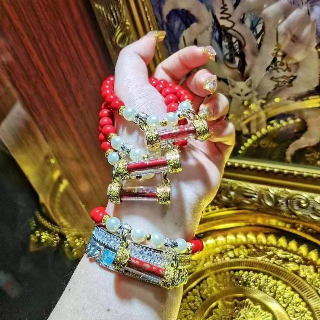 钛钢仿珍珠手链 红管手链