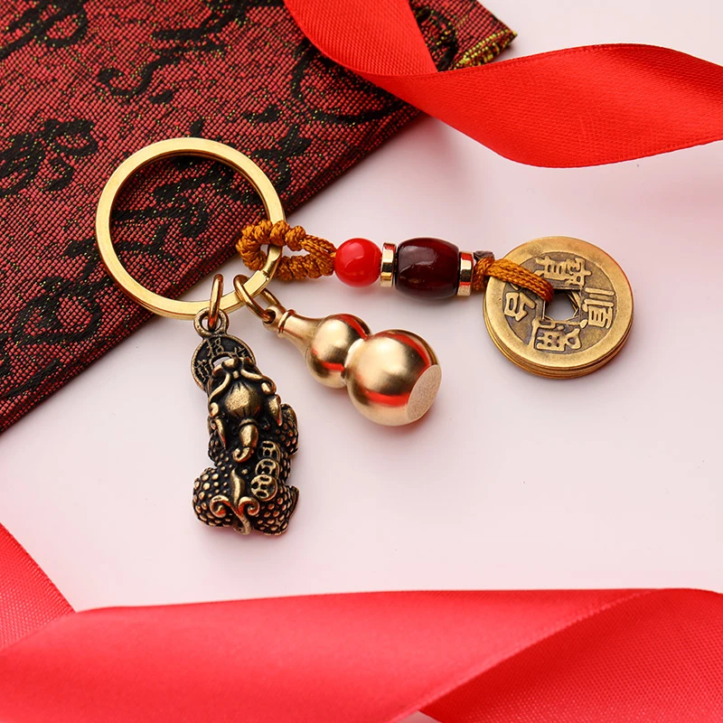 批发复古铜貔貅钥匙扣挂件