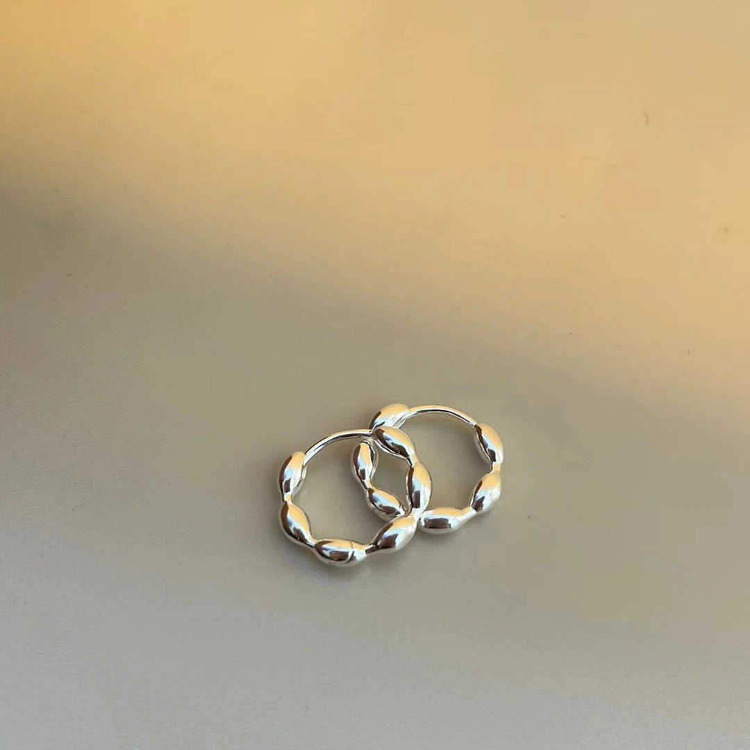 925银耳饰 E654 简韩韩版橄榄珠耳扣